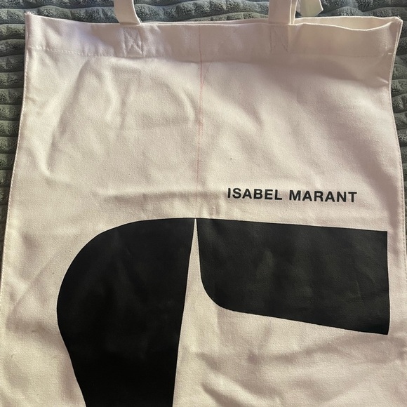 NWOT ISABEL MARANT Authentic White Cotton French 🇫🇷 Travel Bag w/ Graphic Logo - Picture 3 of 5